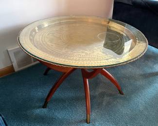 MCM brass tray table (with glass top) and folding legs