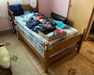 Twin bedframe, mattress set and women's clothing!