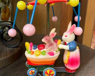 (3) vintage celluloid wind up bunny toy (only one photographed!)