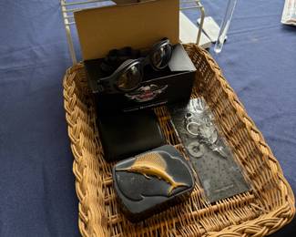 Harley Davidson eyewear; art deco swordfish trinket box