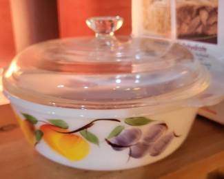 Fire King Gay Fad Fruit casserole.