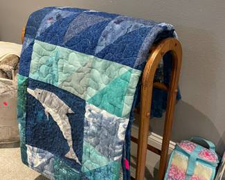Custom-made, king-size dolphin quilt