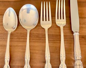 5pc Easterling sterling flatware set for 12