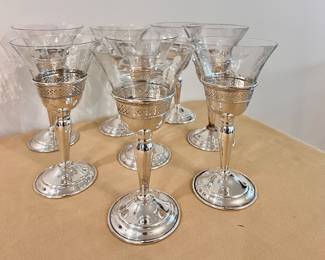 Vtg. 8 Redlich & Co. Sterling wine glasses
