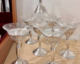 Vtg. 7 Redlich & Co. Sterling wine glasses