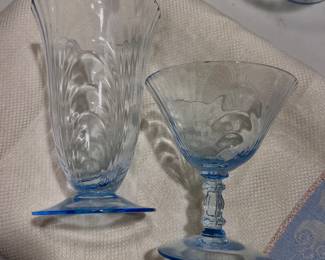Vtg Cambridge Caprice moonlight blue glasses - 8 of each size