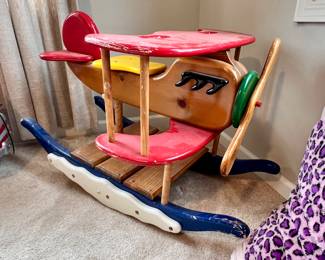 Wooden child's airplane rocker