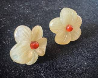 Sterling Silver Floral Agate Earrings