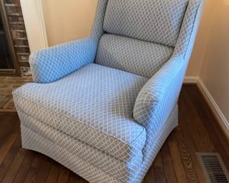 Warwick Gold & Blue Armchair (2 Available)