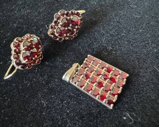 Sterling Silver & Rhinestone Pendant & Earrings