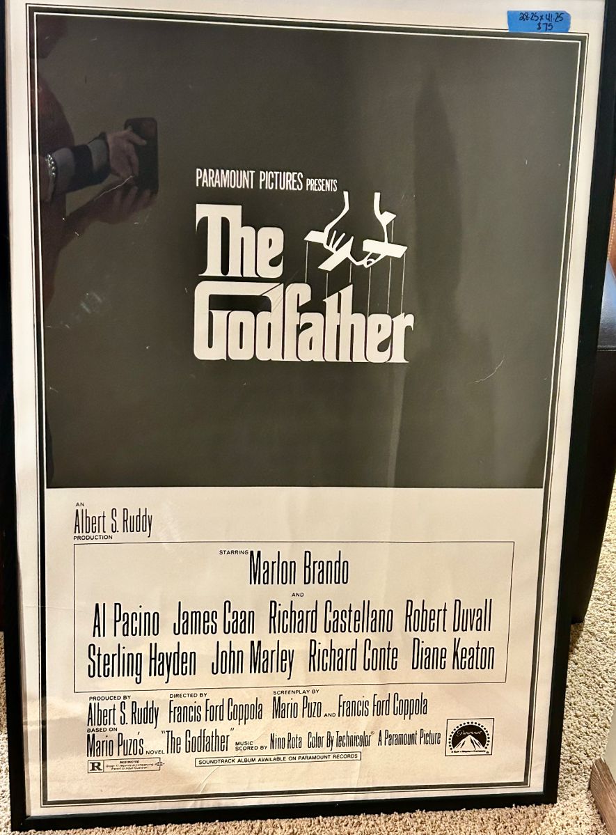 Framed Godfather Movie 38”wx41h Poster $75