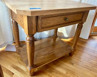 Custom butcher block cabinet with one drawer and storage shelf 42W x30 D x36.5” H $185