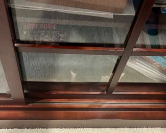 4 (3) stacked glass slide door front Storage / Display cabinets 61”w x 15”d x 83h $300 ea
