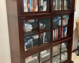 4 (3) stacked glass slide door front Storage / Display cabinets 61”w x 15”d x 83h $300 ea