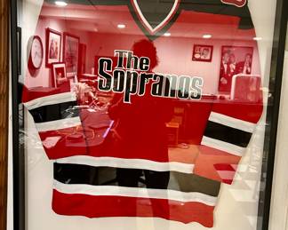 Sopranos Comcast versus crew hockey sweater 33w x41”h framed $150