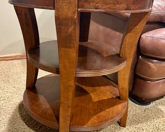 3 Tier solid wood round end table $69
2 available