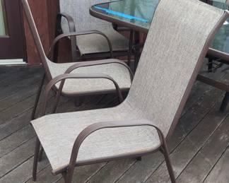 Tempered Glass Patio Table & 6 Arm Chairs $250
Table 64x 38”x 38”h