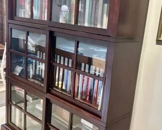 4 (3) stacked glass slide door front Storage / Display cabinets 61”w x 15”d x 83h $300 ea