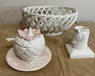 Jonathan Adler horse head match striker, Italian fruit bowl and Italian covered compote