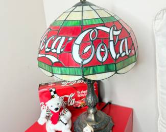Stained glass Coca Cola lamp