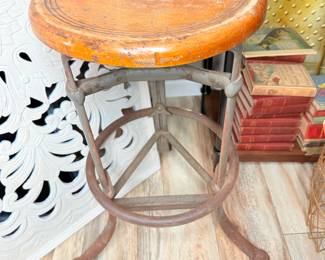 Industrial Antique Stool - Metal & wood