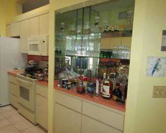 bar and kitchen area