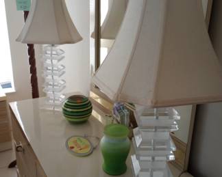 Pair of Lucite lamps