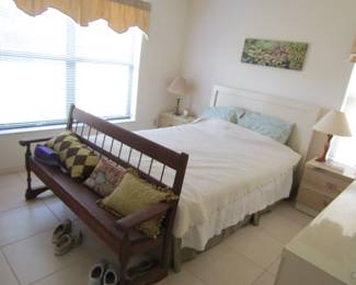 antique bench and bedroom suite