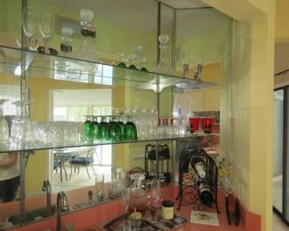 crystal and glasses at the bar area