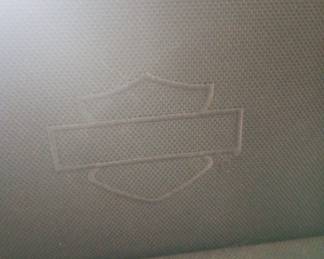 Harley-Davidson marked sissy bar storage bag marking