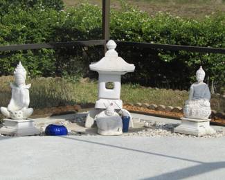 concrete Asian statuaries (does not include the Budda)