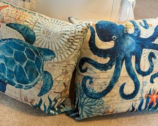 Turtle and Octopus Throw Pillows