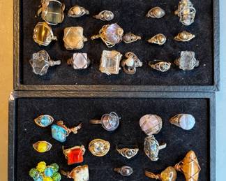 Handmade Gemstone and Crystal Rings, most sterling silver and gold plated