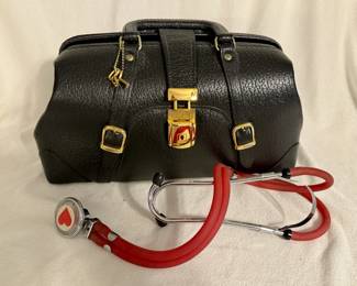 Leather Doctor's bag with stethescope