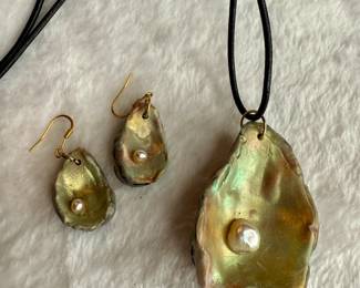 Oyster Necklace and Earrings