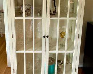 White Accent Cabinet with Glass Doors