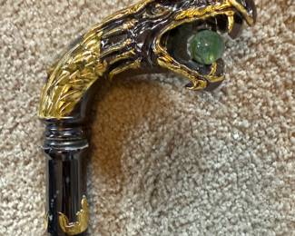 Walking Cane - Dragon Head with green gemstone in mouth
