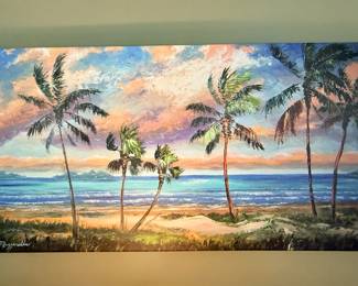 Unframed canvas painting signed by Mark Mazzarella