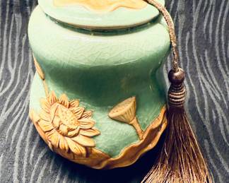 Pottery - Lotus Flower Tea Caddy Canister