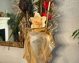 Floral Arrangement in Handblown Glass Vase