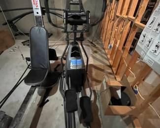 Weider CrossBow Home Gym + Elliptical Trainer Full-body home workout combo! This Weider CrossBow resistance home gym pairs with an elliptical machine for both strength and cardio training. Compact enough for a home basement or garage gym setup. Includes: Weider CrossBow home gym + elliptical trainer
