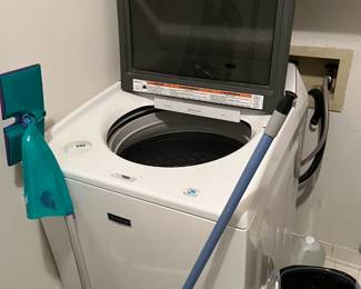 Maytag Bravos XL Washer & Dryer Set - High Efficiency Modern and stylish, this Maytag Bravos XL top-load washer and front-load dryer set is ideal for large loads. The washer features a glass lid and deep wash cycle, while the dryer offers a sleek, easy-to-use control panel and spacious drum. Both in excellent condition and lightly used.