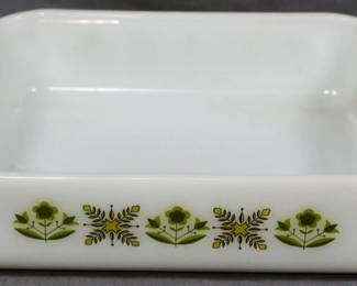 684 - Fire King Meadow Green Baking Dish 2x10x9