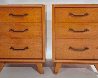 9238 - Matched Pair 3 Drawer Stands, Deco Pulls 27 x 20 x 15