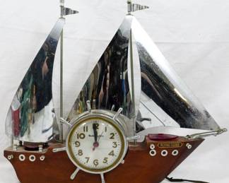 610 - Vintage Mastercrafters Flying Cloud Ship Clock 16x18x4 You are buying a used as-is electric/electronic item. We do not guarantee all components are present, and if it is not expressly stated, it is untested.