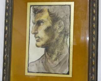 940 - Framed Pencil & Watercolor Portrait 23x17.5"