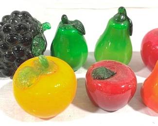 3501 - Lot of Glass Fruit - 4" x 4.5" x 5" Tall