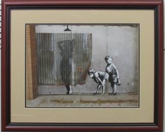 9008 - PEEPING BOYS GICLEE BY GRAFFITI ARTIST BANKSY 26 X 22