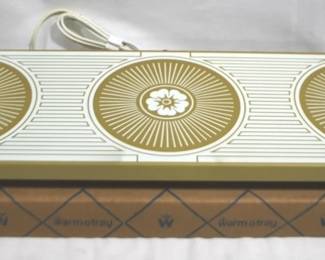 8029 - Vintage Warm-O-Tray w / Box - 25" x 7" You are buying a used as-is electric/electronic item. We do not guarantee all components are present, and if it is not expressly stated, it is untested.
