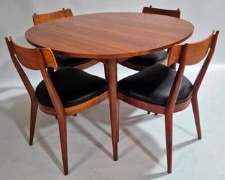 9269 - Drexel Declaration Walnut Inlaid Dinette Set table 30 x 46 x 44 chairs 32 x 20 x 17
